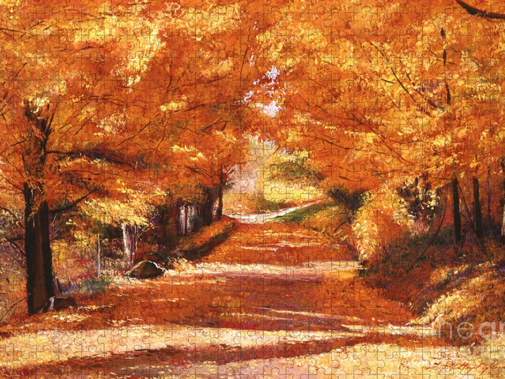 Autumn Jigsaw Puzzle featuring the painting Golden Autumn by David Lloyd Glover