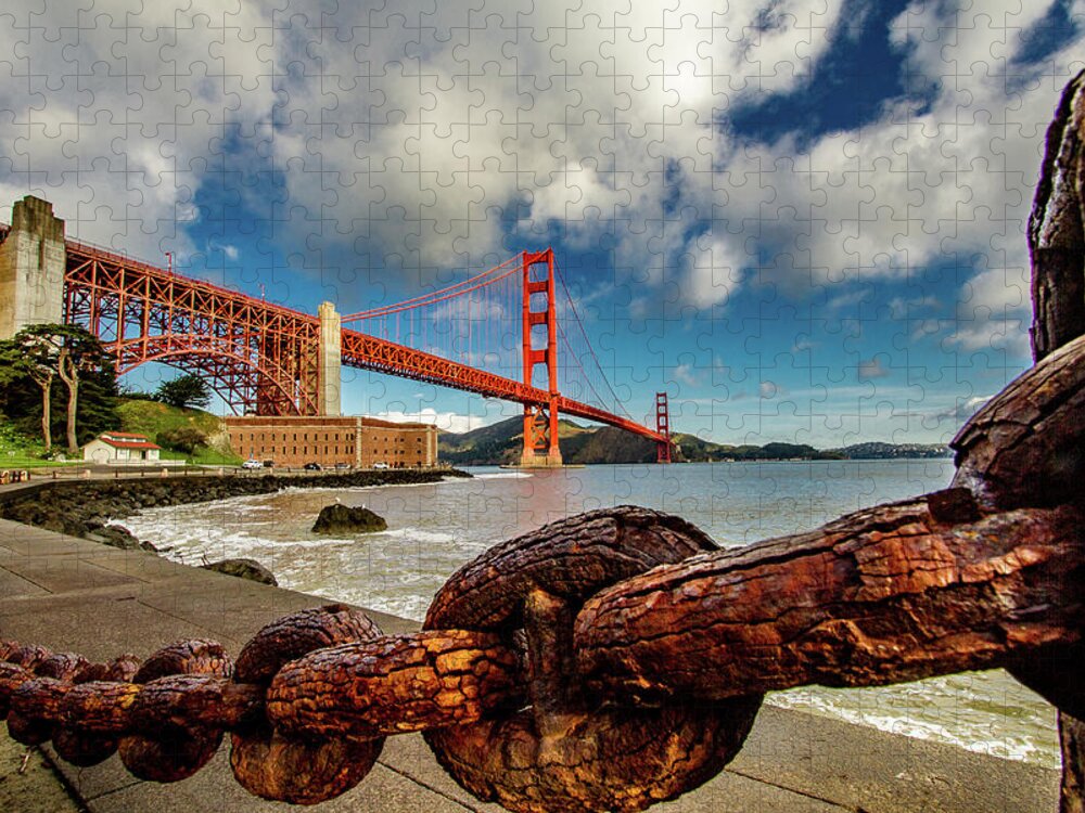 Golden Gate Bridge Jigsaw Puzzle featuring the photograph Golden Gate Bridge and Ft Point by Bill Gallagher