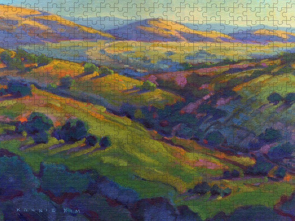 California Jigsaw Puzzle featuring the painting Golden Hills by Konnie Kim
