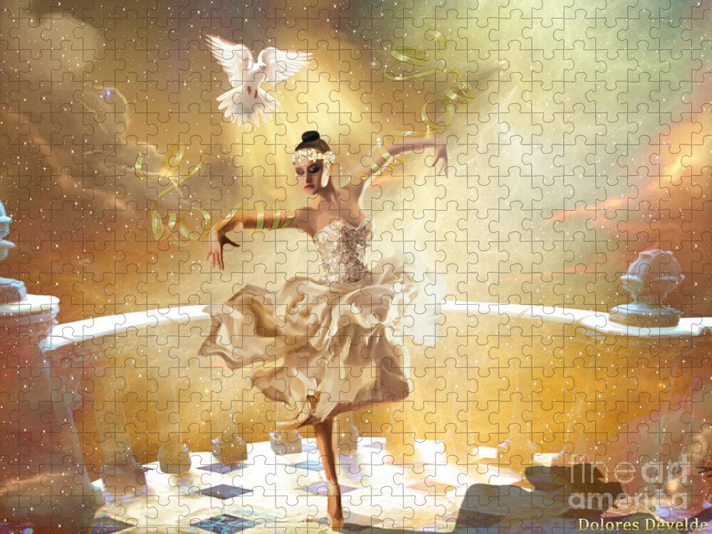 Holy Spirit Dance Jigsaw Puzzle featuring the digital art Golden Moments by Dolores Develde