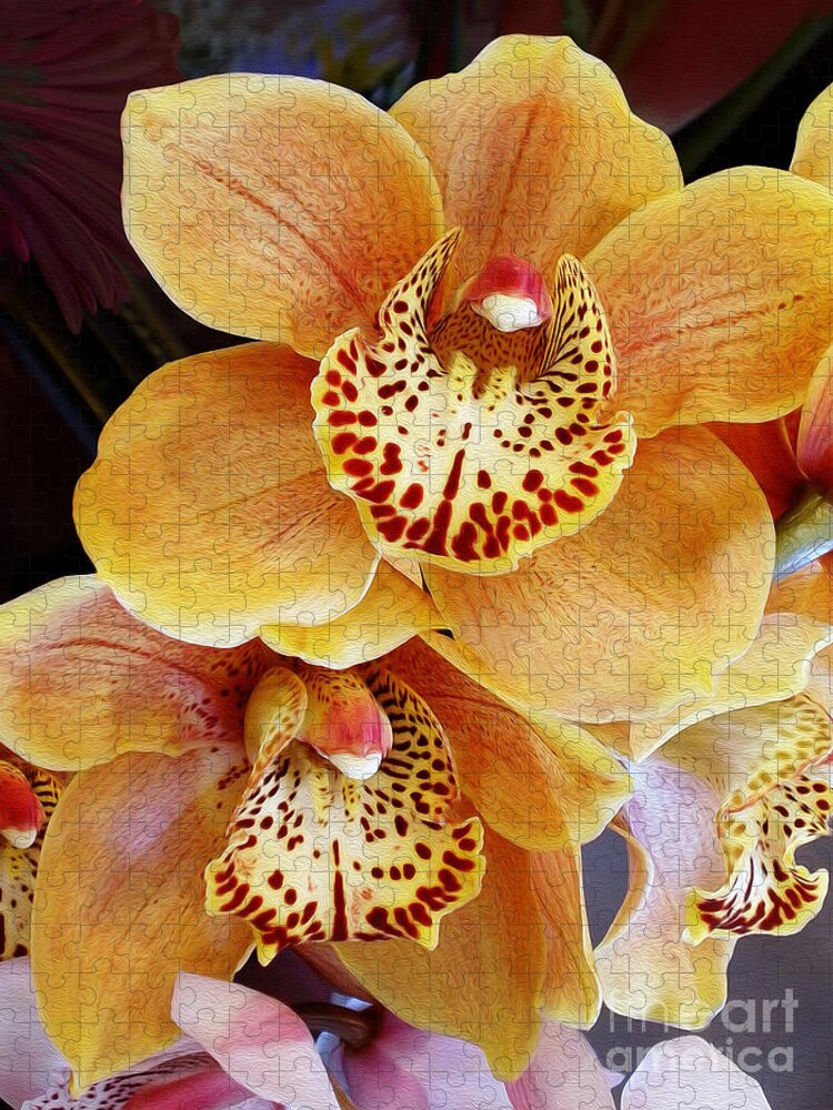 Photography Jigsaw Puzzle featuring the photograph Golden Orchid by Kaye Menner