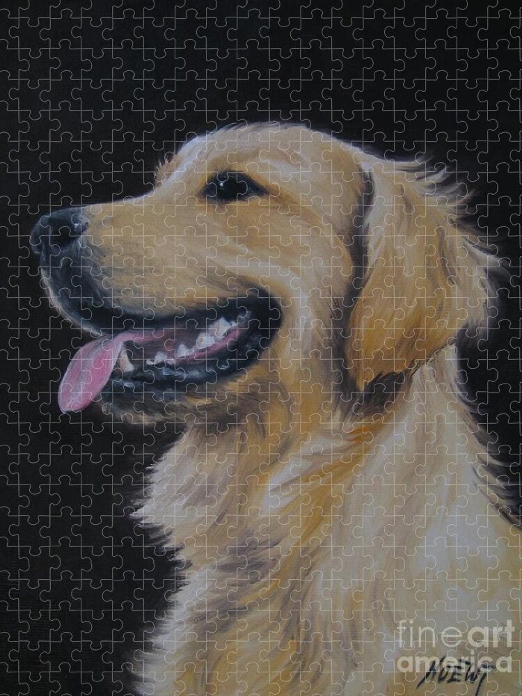 Noewi Jigsaw Puzzle featuring the painting Golden Retriever Nr. 3 by Jindra Noewi