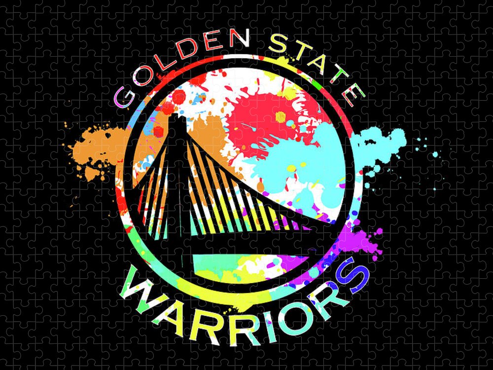 Golden State Warriors Jigsaw Puzzle featuring the digital art Golden State Warriors Pop Art by Ricky Barnard