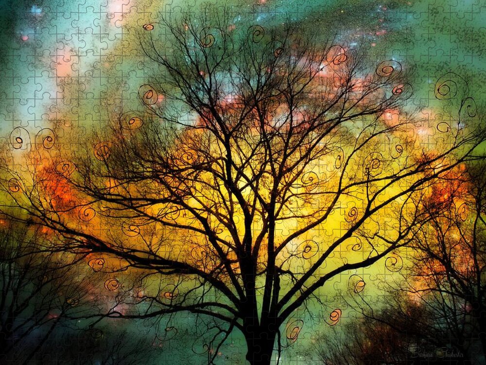 Nasa Art Jigsaw Puzzle featuring the photograph Golden Sunset Treescape by Barbara Chichester