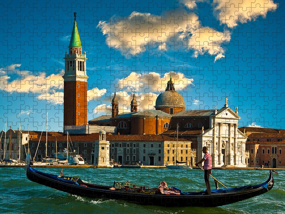 Gondola Jigsaw Puzzle featuring the photograph Gondola and San Giorgio Maggiore by Harry Spitz