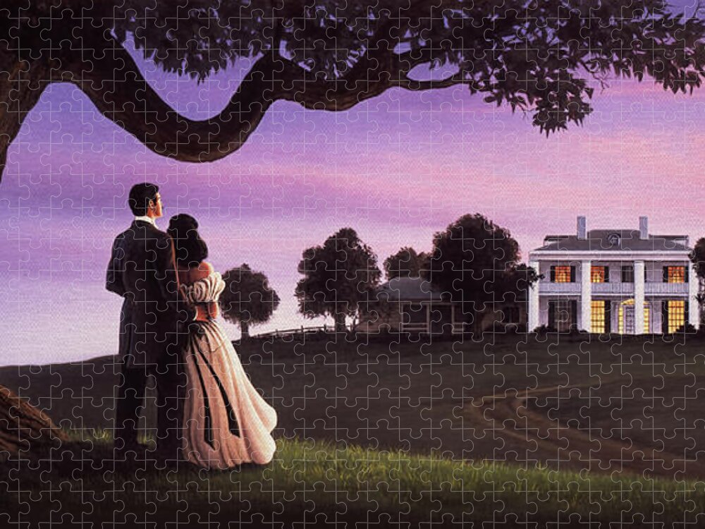 Gone With The Wind Jigsaw Puzzle featuring the painting Gone With The Wind by Jerry LoFaro
