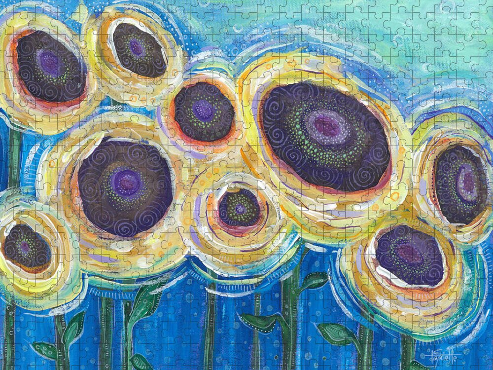 Sunflower Painting Jigsaw Puzzle featuring the painting Wild and Free by Tanielle Childers