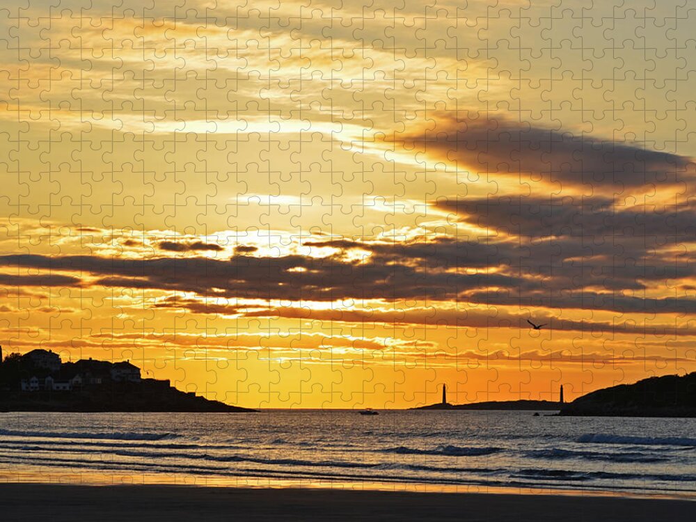 Gloucester Jigsaw Puzzle featuring the photograph Good Harbor Lighthouses at Sunrise by Toby McGuire