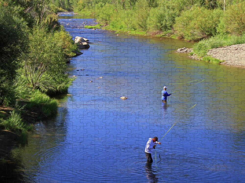 Fly Fishing Jigsaw Puzzle featuring the photograph Got One by Donna Kennedy