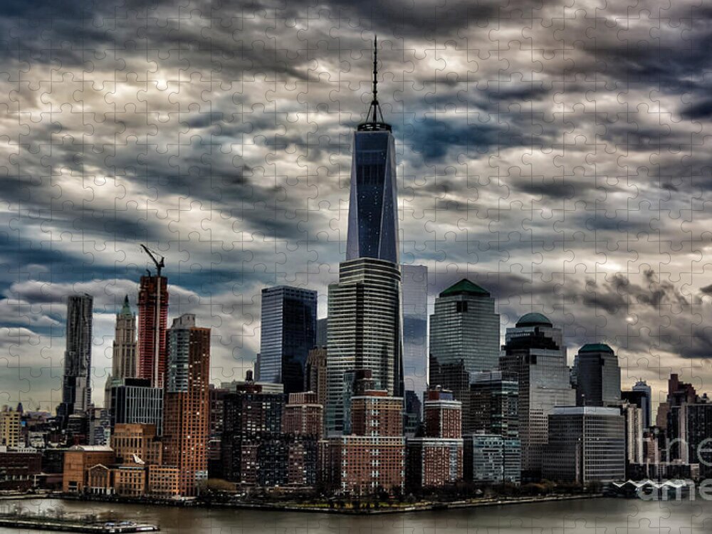 New York City Jigsaw Puzzle featuring the photograph Gotham NYC Blue by Alissa Beth Photography