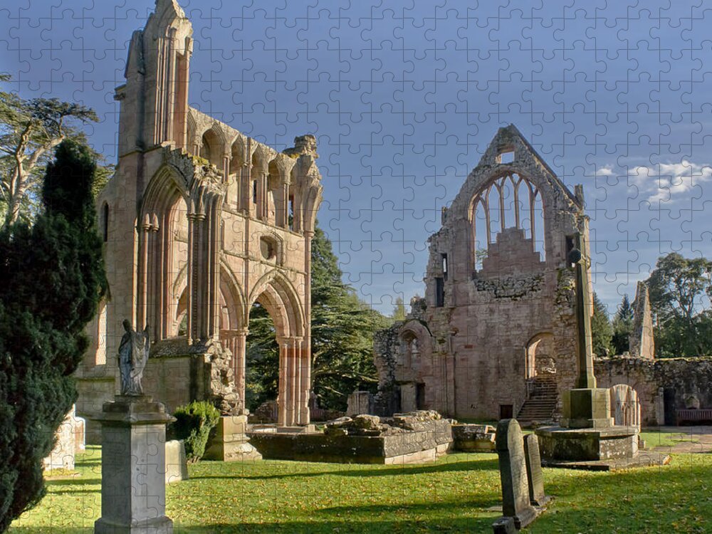 Dryburgh Jigsaw Puzzle featuring the photograph Graceful Ruins. Dryburgh Abbey. by Elena Perelman
