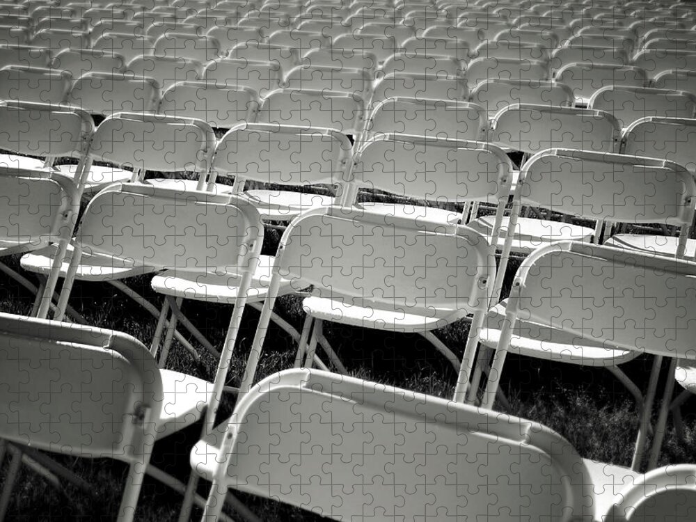 Chairs Puzzle featuring the photograph Graduation Day- Black and White Photography by Linda Woods by Linda Woods