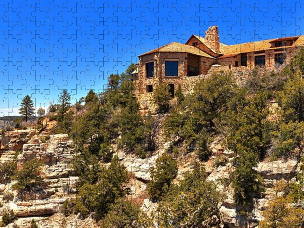 North Rim Jigsaw Puzzle featuring the photograph Grand Canyon North Rim Lodge Panorama by Adam Jewell