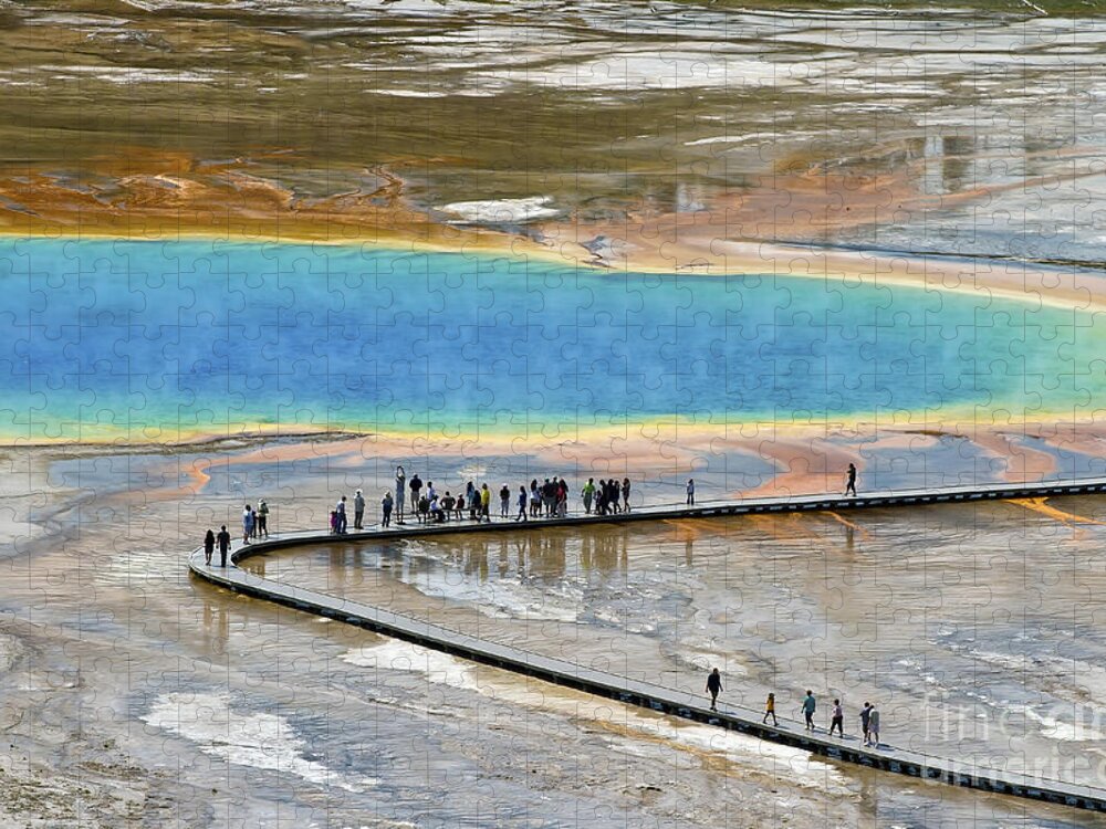 Grand Prismatic Spring Jigsaw Puzzle featuring the photograph Grand Prismatic Spring by Teresa Zieba