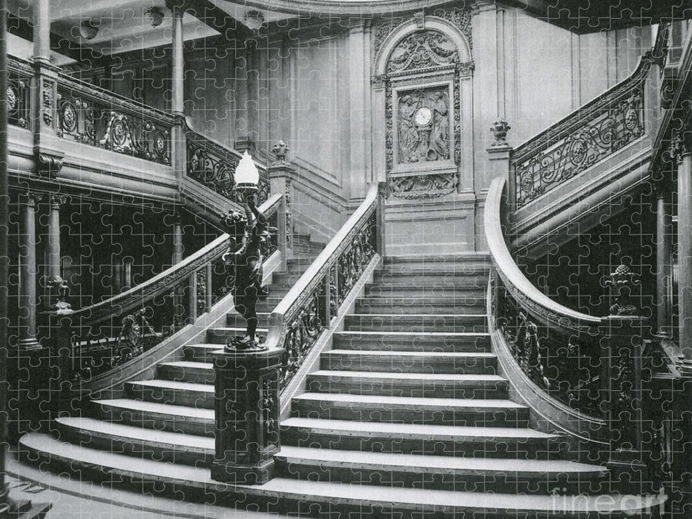 Titanic Jigsaw Puzzle featuring the photograph Grand Staircase Of The Titanic by Photo Researchers