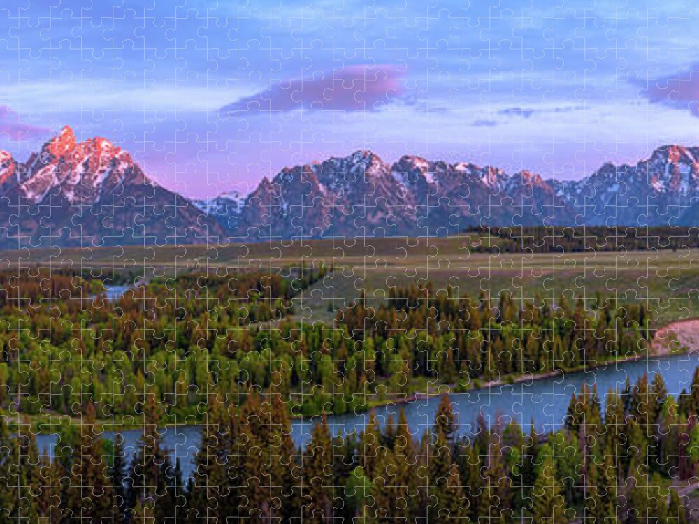 Grand Tetons Jigsaw Puzzle featuring the photograph Grand Tetons by Chad Dutson