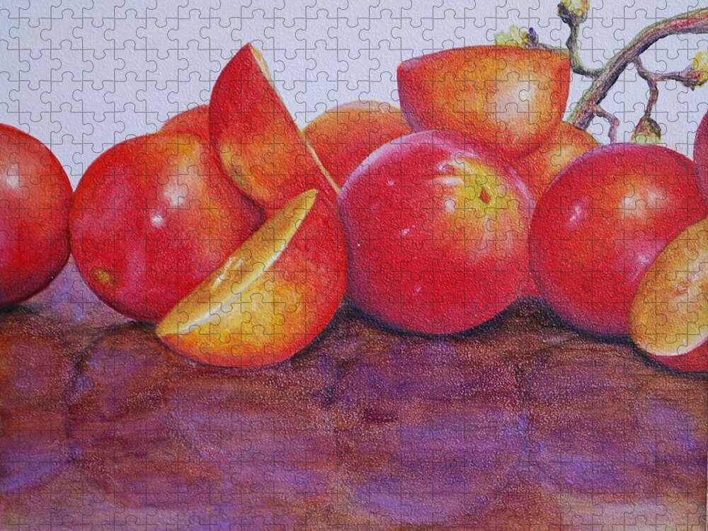 Realism Jigsaw Puzzle featuring the painting Grapes by Emily Page