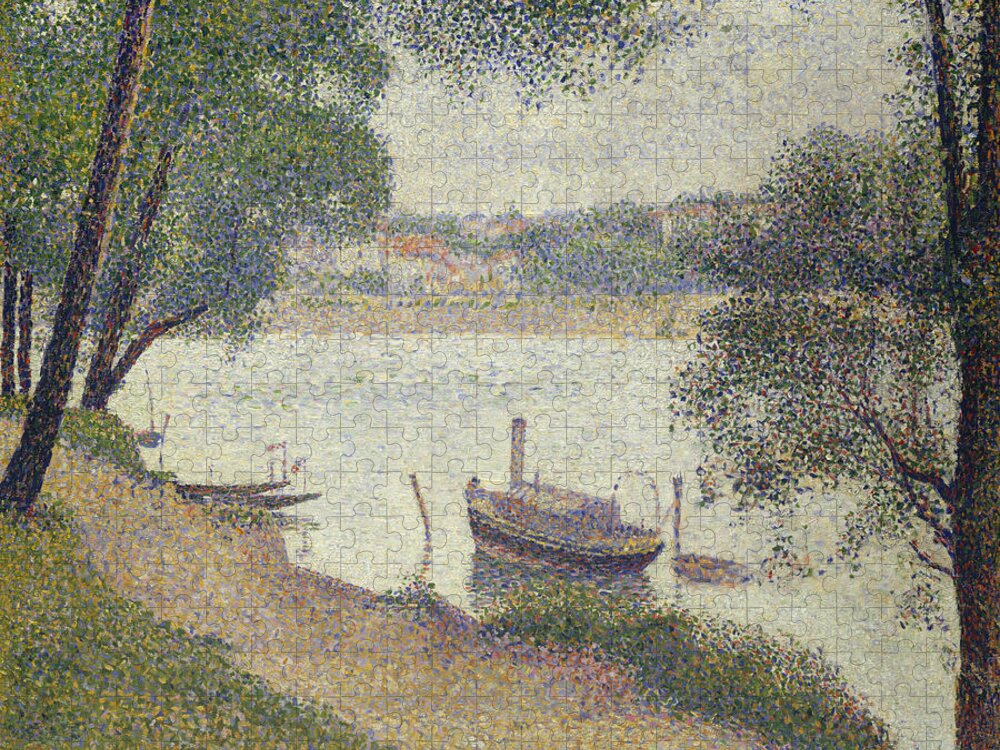 French Art Jigsaw Puzzle featuring the painting Gray weather, Grande Jatte by Georges-Pierre Seurat