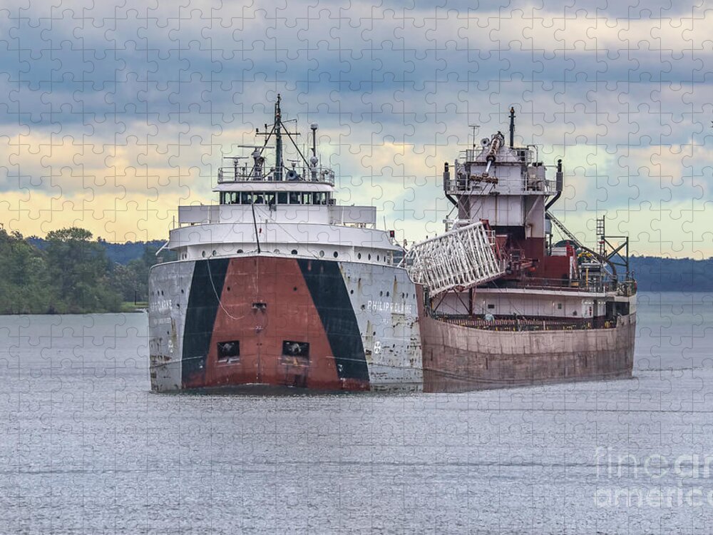 Great Lakes Freighter Jigsaw Puzzle featuring the photograph Great Lakes Freighter Philip Clark -0844 by Norris Seward