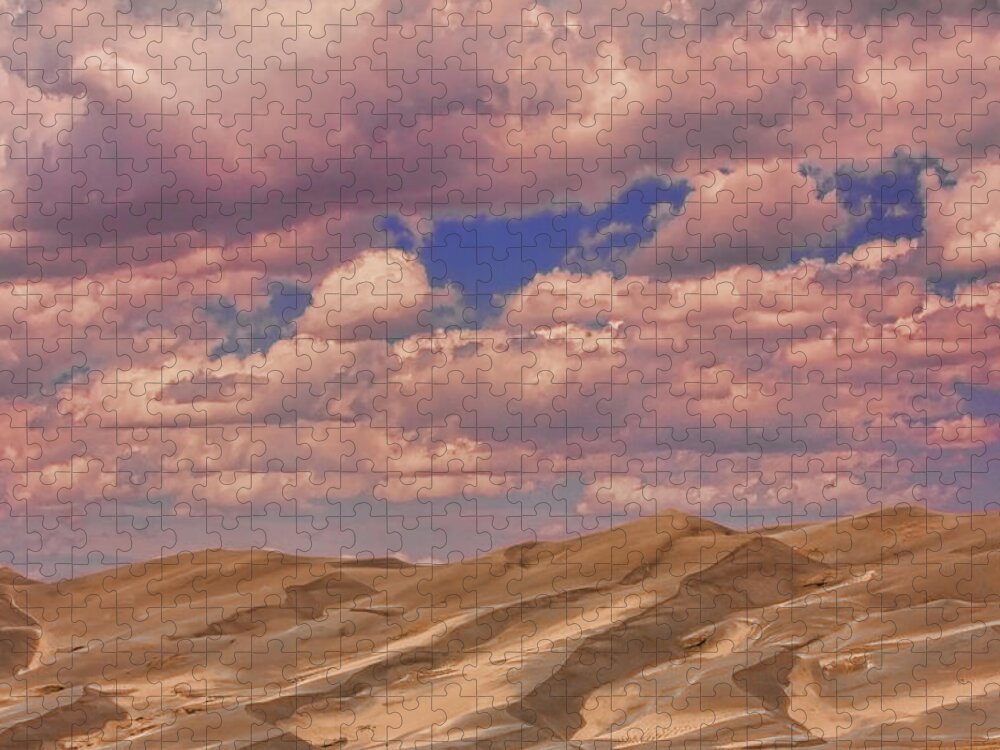 the Great Colorado Sand Dunes Jigsaw Puzzle featuring the photograph Great Sand Dunes and Great Clouds by James BO Insogna