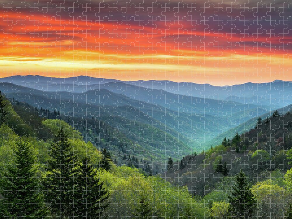 Great Smoky Mountains Jigsaw Puzzle featuring the photograph Great Smoky Mountains National Park Gatlinburg TN Scenic Landscape by Dave Allen