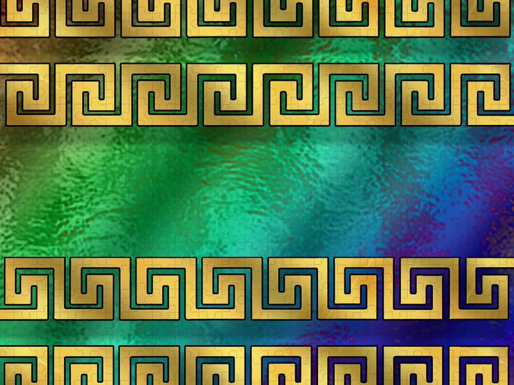Greek Pattern On Glass Jigsaw Puzzle featuring the digital art Greek Pattern on Glass - Horizontal by Chuck Staley