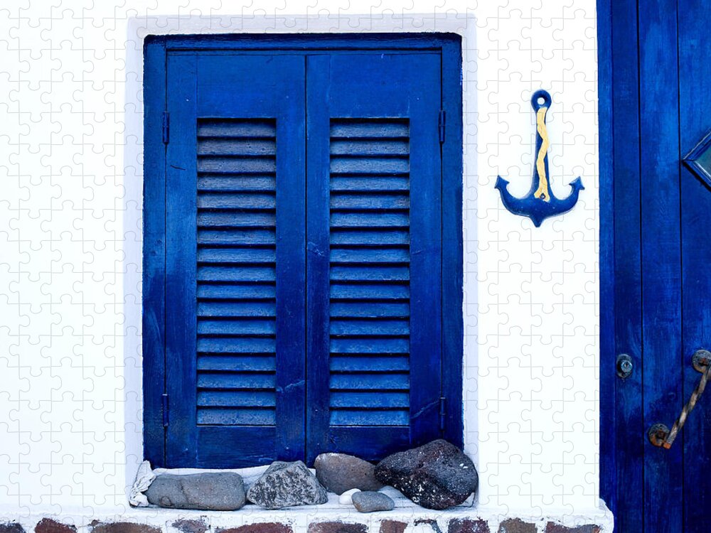 Home Jigsaw Puzzle featuring the photograph Greek traditional house exterior by Michalakis Ppalis