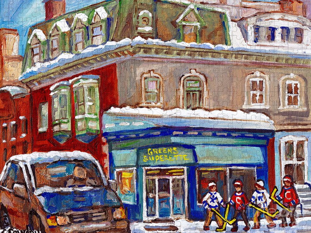Green Superette Mcgill Ghetto Depanneur Corner Milton And Durocher Canadian  Hockey Painting Cspandau Jigsaw Puzzle by Carole Spandau - Fine Art America