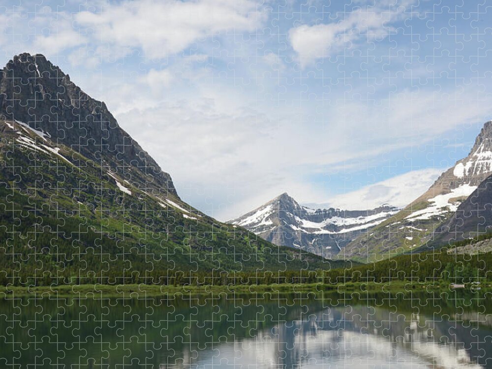 Swiftcurrent Mountain Jigsaw Puzzle featuring the photograph Grinnell, Swiftcurrent and Wilbur- We Three Mountains by Whispering Peaks Photography