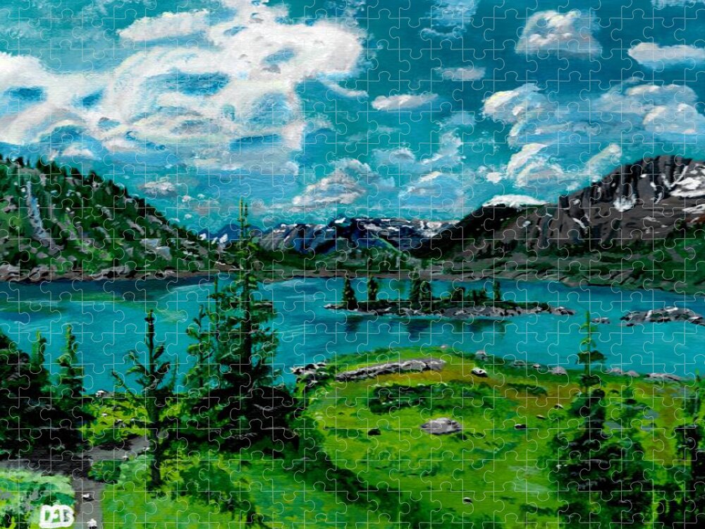Grizzly Lake Jigsaw Puzzle featuring the painting Grizzly Lake by David Bigelow