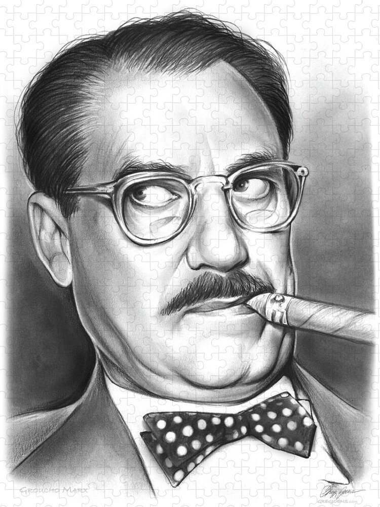 Groucho Marx Jigsaw Puzzle featuring the drawing Groucho Marx by Greg Joens