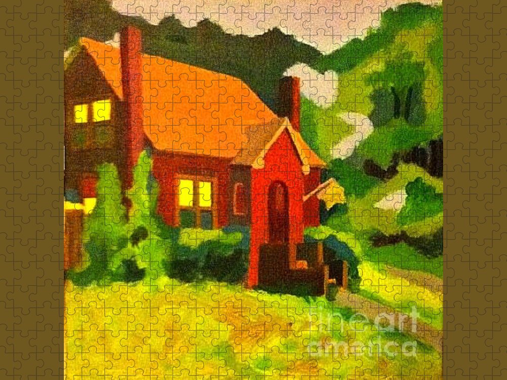 House Jigsaw Puzzle featuring the painting grove residence washington DC by Debra Bretton Robinson