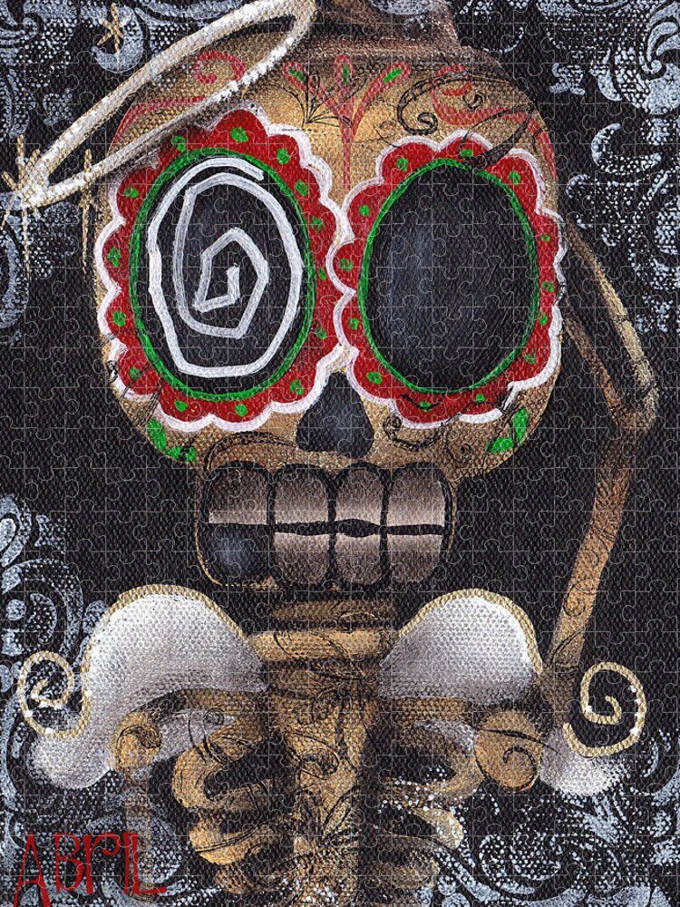 Day Of The Dead Jigsaw Puzzle featuring the painting Guardian Angel by Abril Andrade