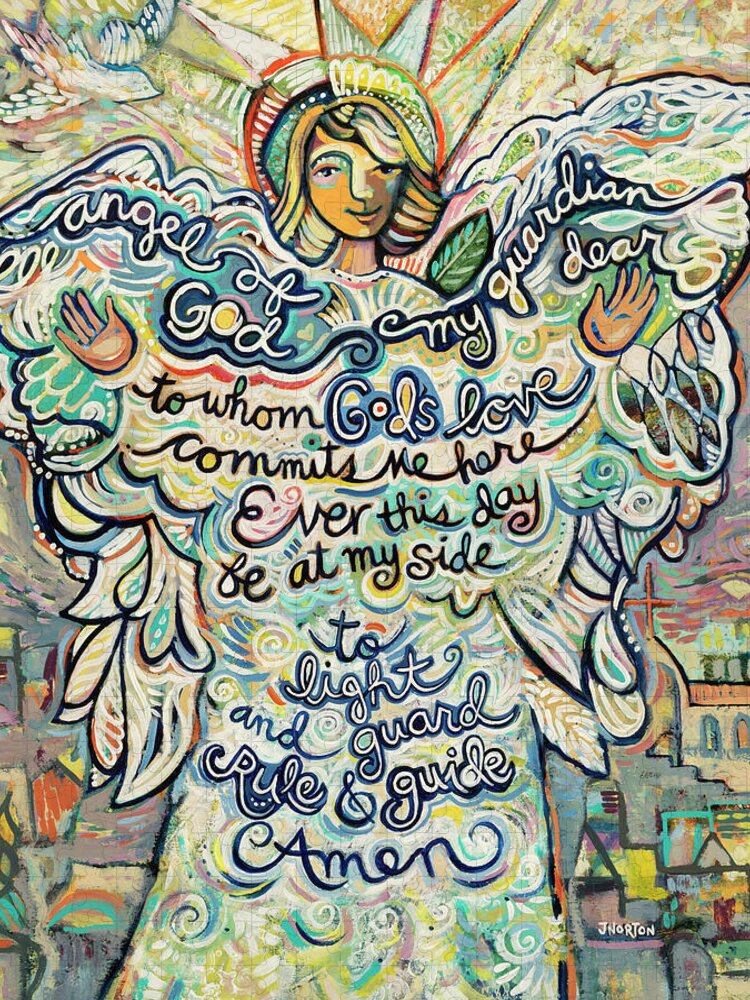 Jen Norton Jigsaw Puzzle featuring the painting Guardian Angel by Jen Norton