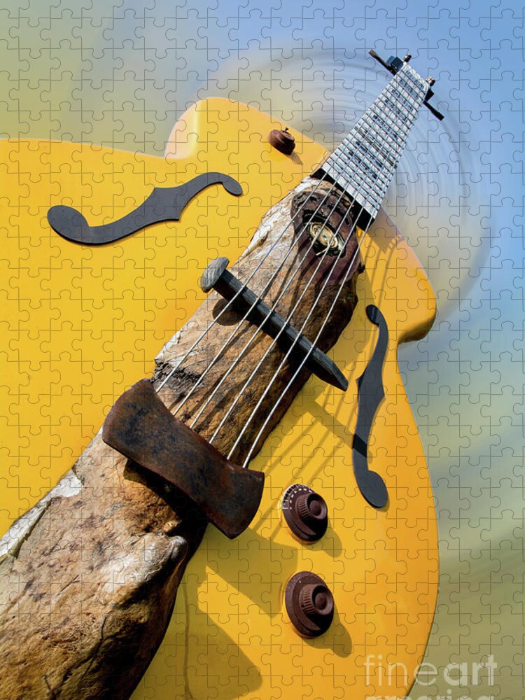 White Jigsaw Puzzle featuring the photograph Guitar Picking by Deborah Klubertanz