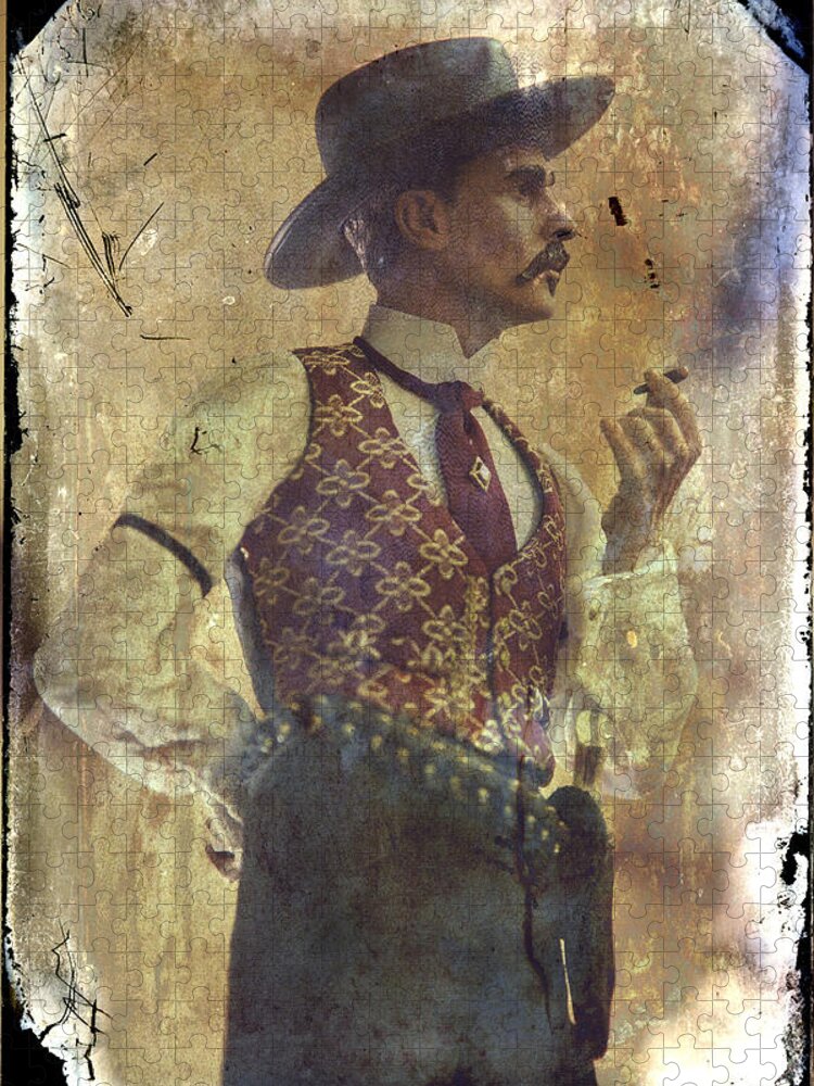 Doc Holliday Jigsaw Puzzle featuring the photograph Gunslinger III Doc Holliday in fine attire by Toni Hopper