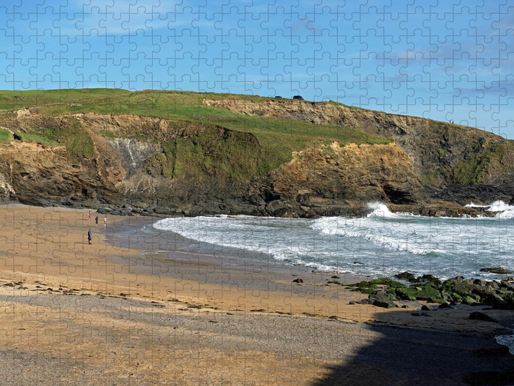 Britain Jigsaw Puzzle featuring the photograph Gunwalloe Church Cove Beach by Rod Johnson
