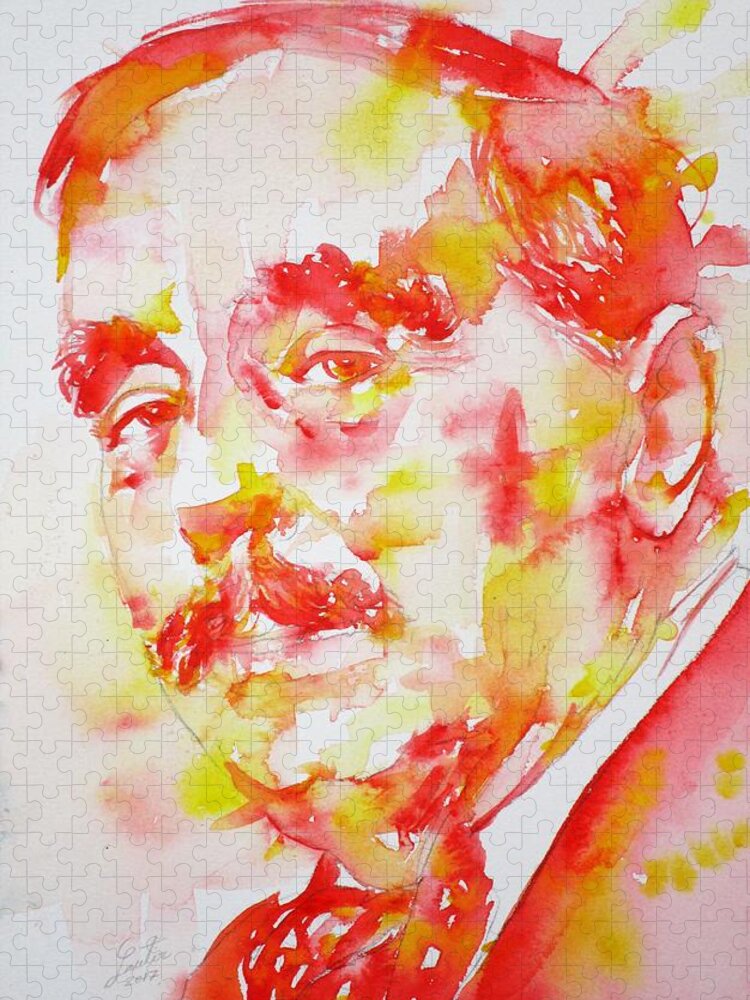 H. G. Wells Jigsaw Puzzle featuring the painting H. G. WELLS - watercolor portrait by Fabrizio Cassetta