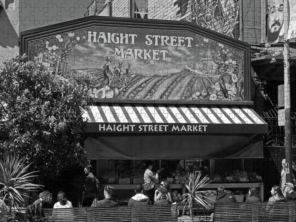 San Jigsaw Puzzle featuring the photograph Haight Steet Market San Francisco Black and White by Toby McGuire