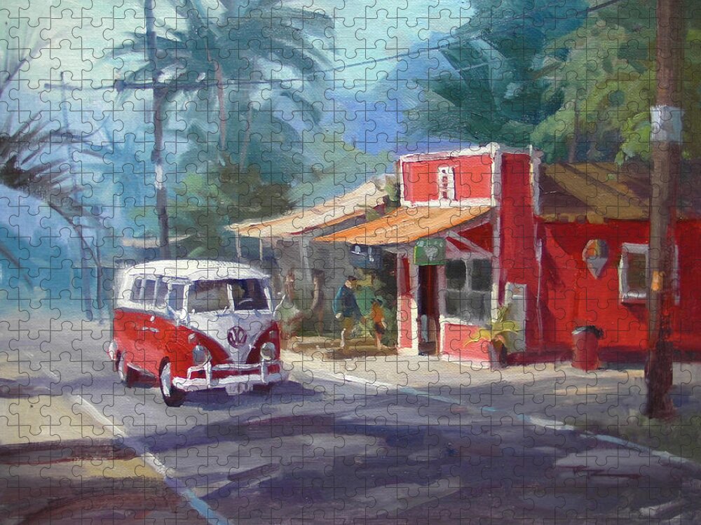 Hawaii Puzzle featuring the painting Haleiwa by Richard Robinson