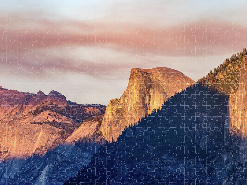 Yosemite Jigsaw Puzzle featuring the photograph Half Dome in sunset by Davorin Mance