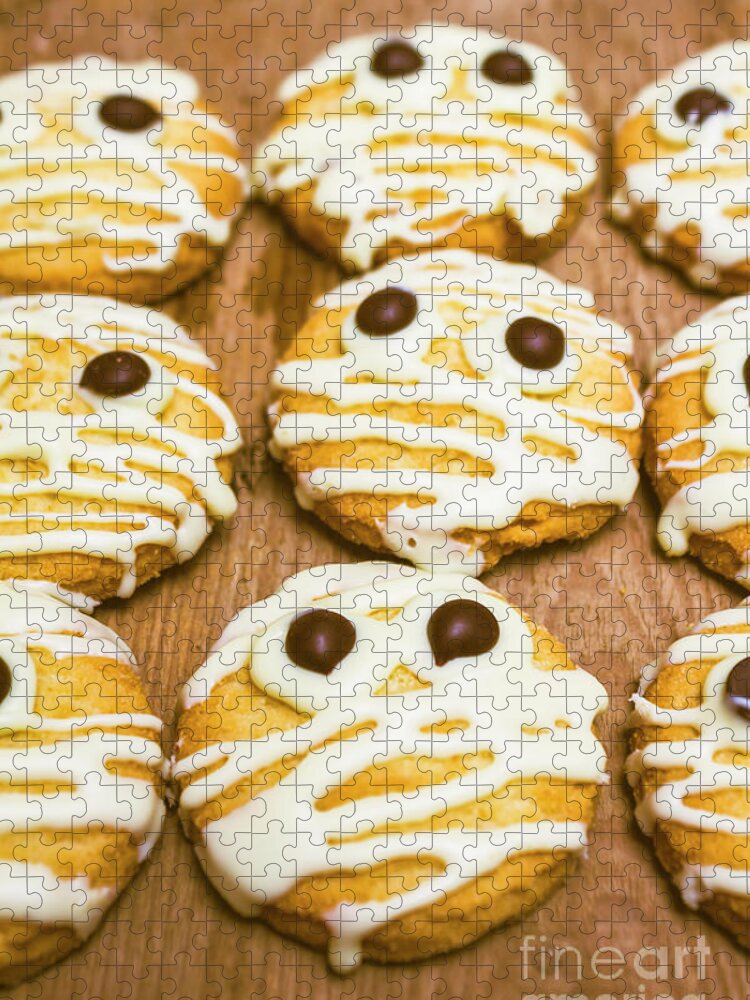Mummies Jigsaw Puzzle featuring the photograph Halloween little monster biscuits by Jorgo Photography