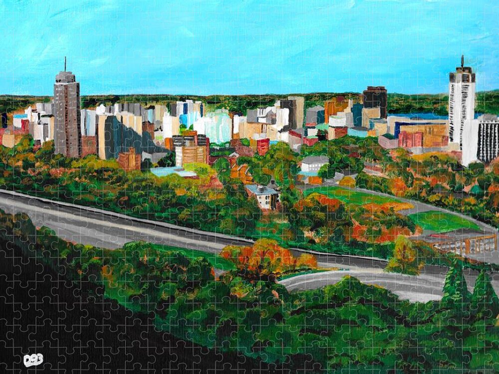 Hamilton Jigsaw Puzzle featuring the painting Hamilton Ontario by David Bigelow