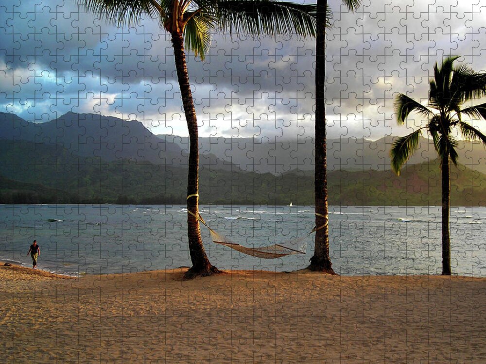 Hammock Jigsaw Puzzle featuring the photograph Hammock At Hanalei Bay by James Eddy