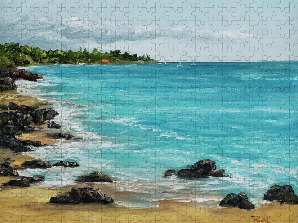 Landscape Jigsaw Puzzle featuring the painting Hanakao'o Beach by Darice Machel McGuire
