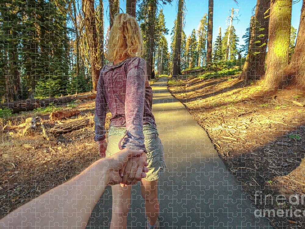Hand In Hand Jigsaw Puzzle featuring the photograph Hand in hand Sequoia Hiking by Benny Marty