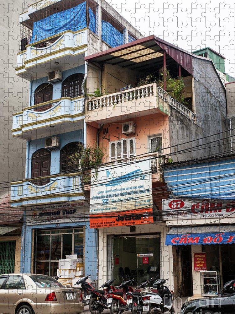 Vietnam Jigsaw Puzzle featuring the photograph Hanoi Shophouses 13 by Rick Piper Photography