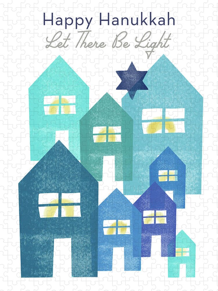 Hanukkah Jigsaw Puzzle featuring the mixed media Happy Hanukkah Light - Art by Linda Woods by Linda Woods