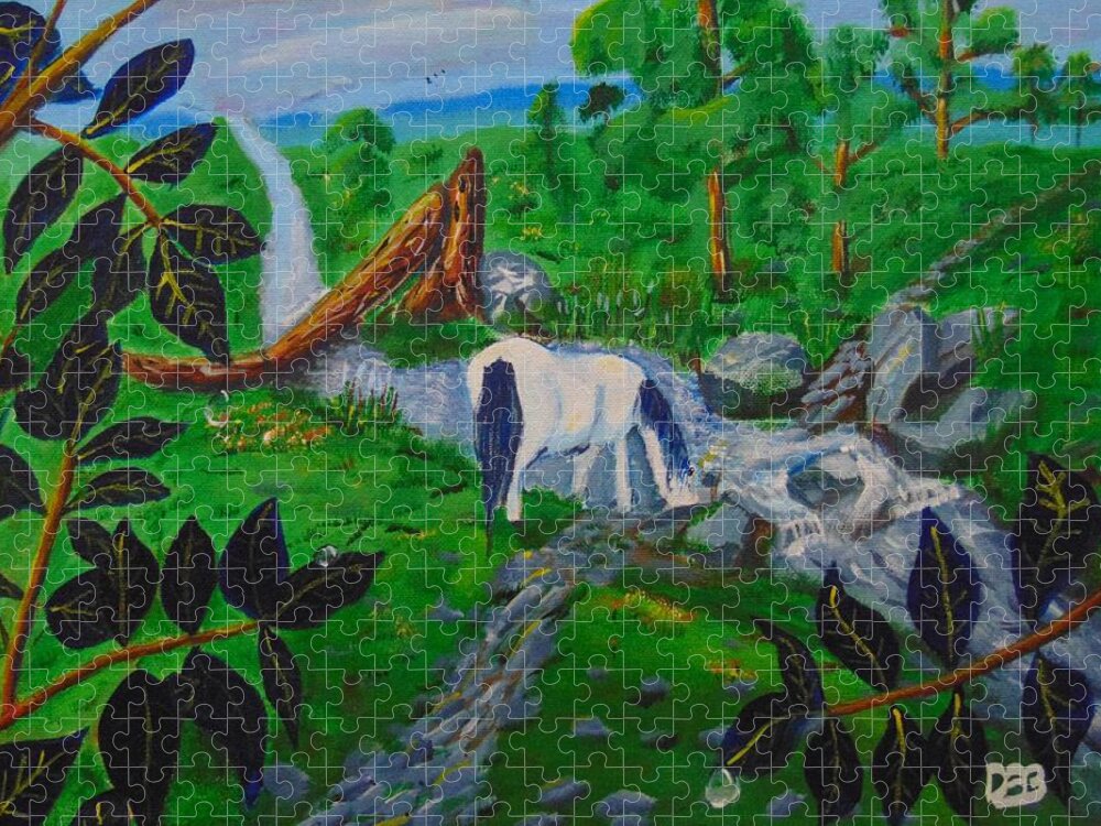 Horse Jigsaw Puzzle featuring the painting Happy Place by David Bigelow