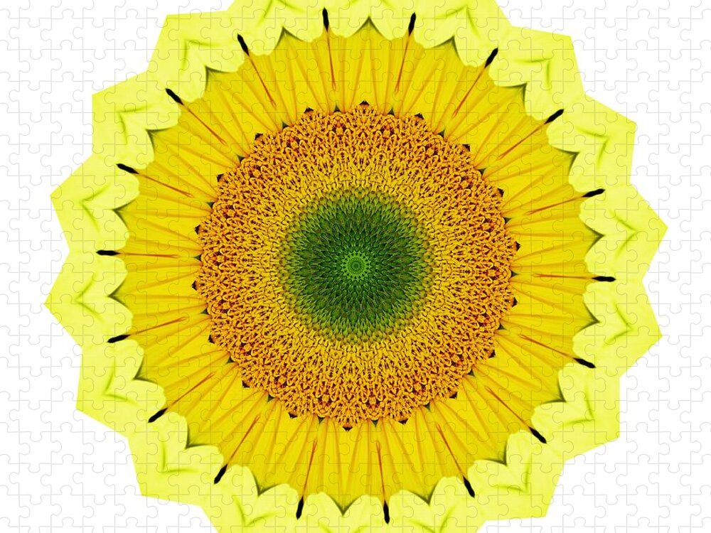 Happy Sunflower Mandala Jigsaw Puzzle featuring the photograph Happy Sunflower Mandala by Kaye Menner by Kaye Menner